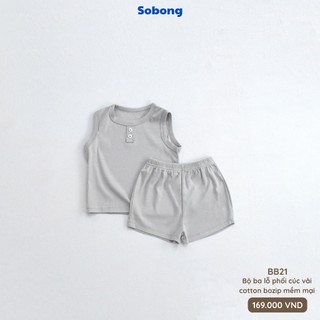 Bộ quần áo ba lỗ phối cúc cho bé trai, bé gái Hokiha vải cotton bozip mềm mại, thoáng mát size 8-17kg BB21