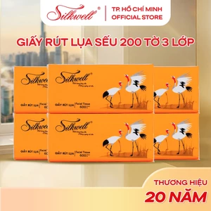 9 gói Khăn giấy rút Silkwell Sếu 200 tờ 3 lớp dai mịn, khăn giấy rút an toàn cho cả gia đình