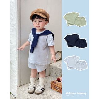 Bộ quần áo cộc tay trơn cho bé trai, bé gái Hokiha vải cotton bozip mềm mại, thoáng mát size 8-17kg BB17