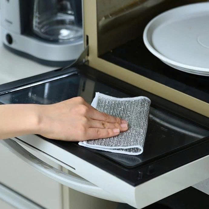 Combo10 miếng rửa chén lưới 1 lớp sợi kim loại, khăn rửa chén cọ xoong nồi không mài mòn