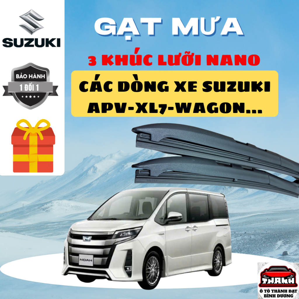 Gạt Mưa Ô Tô SUZUKI APV, BIND VAN, CAIZ, SUPER,CAMRY, WAGON, ERTIGA, Loại Silicon nano Gạt Sạch Êm