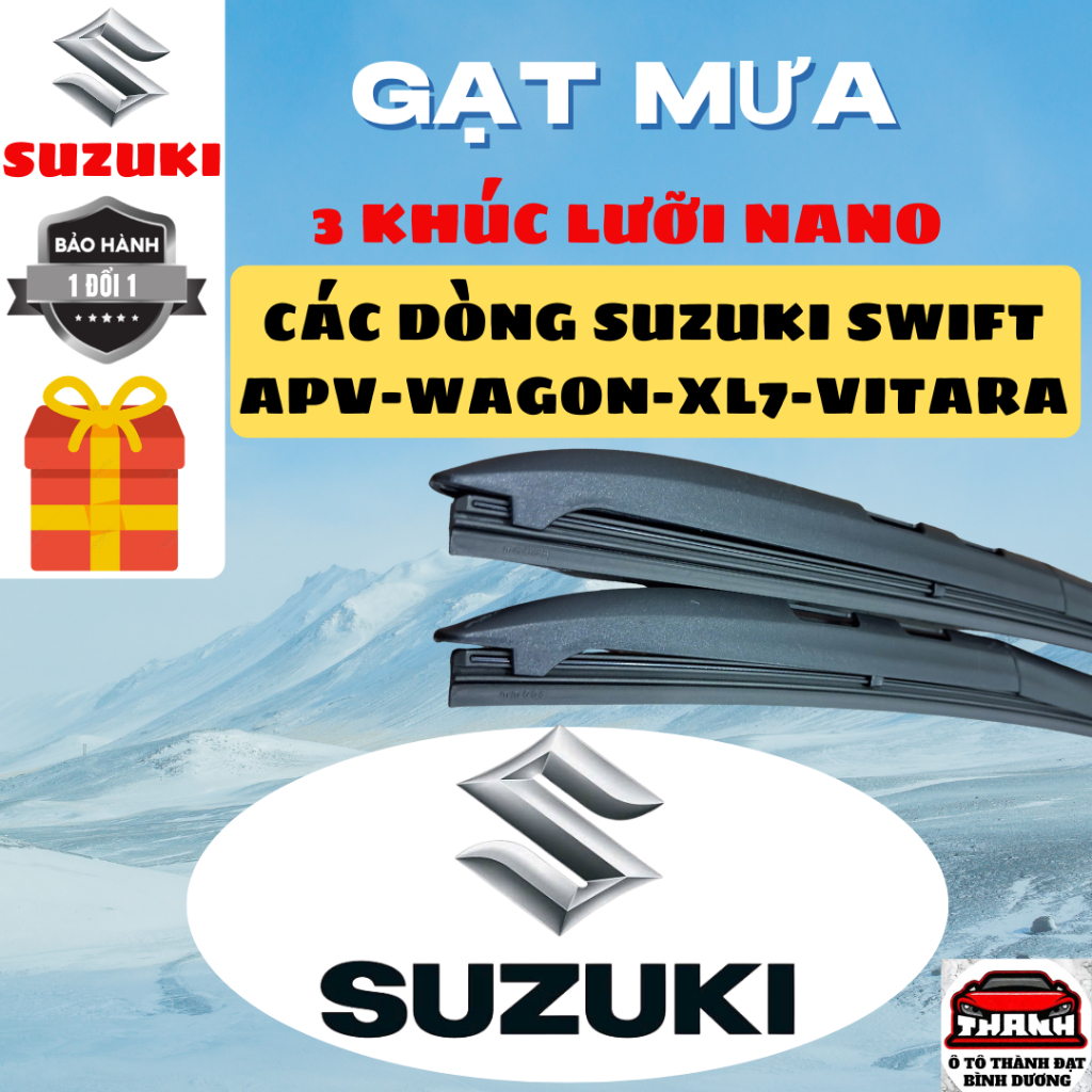 Gạt Mưa Ô Tô SUZUKI: XL7, ERTIGA, CIAZ, SWIFT, VITARA, VAN ... Gạt Mưa Lưỡi SILICON NANO. S3K