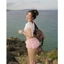 Set Bikini LÔNG VŨ BLING cổ yếm hở lưng + quần cap thấp tôn dáng