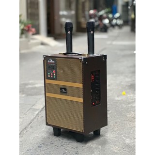 Loa Karaoke Xách Tay Kiomic K32, Bass 20Cm Kèm 2 Mic Chống Hú, Echo, Delay.