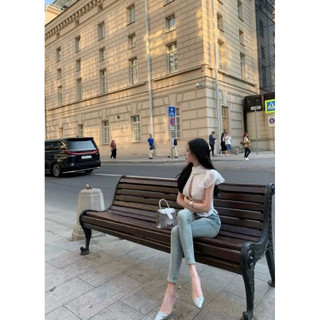 Áo voan tay phồng form croptop nút cài dáng corset phong cách sang chảnh