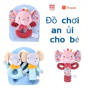 Lúc lắc cho bé sơ sinh - Set đồ chơi cầm tay: 2 thú bông lục lạc, mềm mại, kích thích thị&thính giác. Đồ chơi cho bé2th+