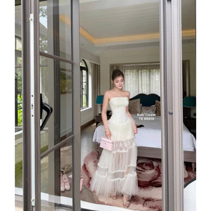 Đầm quây chun maxi lưới ren xoè Chou Chou