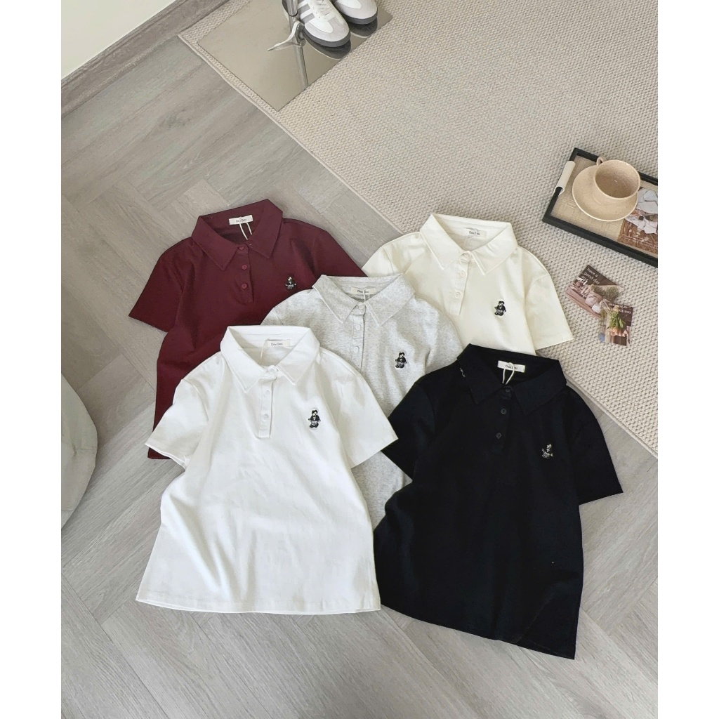[Hàng mới] Áo polo thêu họa gấu form vừa hàng QC 6215 A074