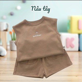 Bộ ba lỗ bộ sát nách cotton 100% – mềm mịn, thấm hút mồ hôi – bé trai & bé gái – size 8-32kg #BL2