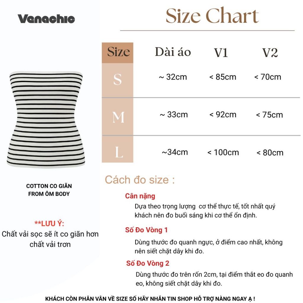 [KÈM MÚT] Áo ống kẻ sọc basic ôm body vải cotton mịn Venachic Women A23M | BigBuy360 - bigbuy360.vn