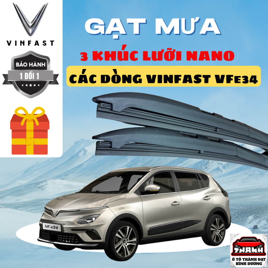 Gạt Mưa Ô Tô Các Dòng Xe VINFAST VFe34 ,VF3, VF5, VF6, VF7, VF8, VF9, FADIL, HERIO, LIMO GREEN, 3 Khúc Hibrid Gạt Êm