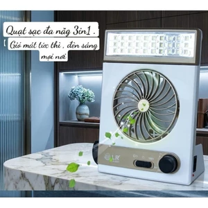 ​[MÃ ELHA5 GIẢM 15%] Quạt Tích Điện Năng Lượng Mặt Trời 3in1 - Kèm Đèn Học & Đèn Pin Siêu Sáng