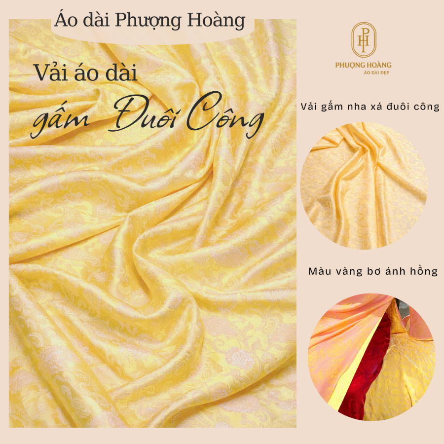Vải Gấm Nha Xá Đuôi Công Cao Cấp, may áo dài, pháp phục, váy lụa sang trọng dự lễ, tiệc VT10
