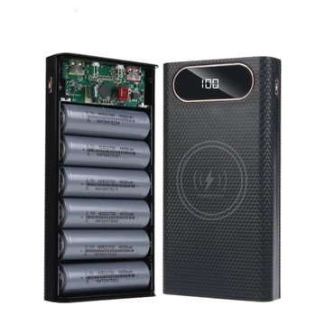 Box Vỏ Sạc Dự Phòng ( Không Có Pin) Chứa 6 Cell Pin 21700 Sạc Nhanh 22,5W Sạc Nhanh Không Dây 15W Có Đèn Pin