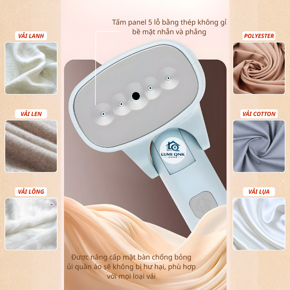 Máy Ủi Hơi Nước Cầm Tay Chính Hãng LUMI QNK HOME - Gấp Gọn Dễ Dùng Tiện Lợi Phù Hợp Cho Mọi Gia Đình
