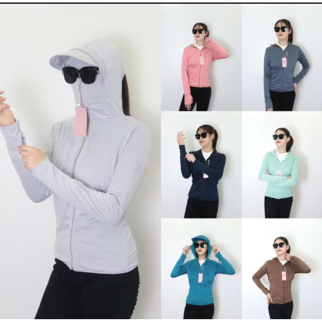 Áo gió nữ 2 lớp chất vải thun lạnh,che trán ,vành mũ to rộng mặc mát