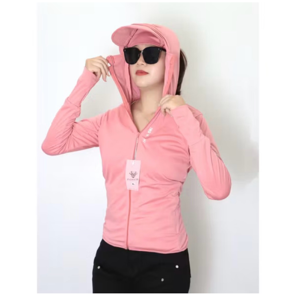 Áo gió nữ 2 lớp chất vải thun lạnh,che trán ,vành mũ to rộng mặc mát