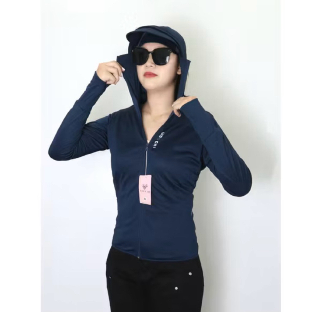 Áo gió nữ 2 lớp chất vải thun lạnh,che trán ,vành mũ to rộng mặc mát