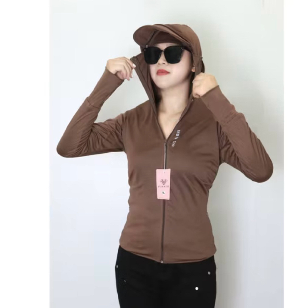 Áo gió nữ 2 lớp chất vải thun lạnh,che trán ,vành mũ to rộng mặc mát