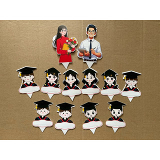 Bịch 10 sét cắm giáo viên và học sinh trang trí bánh kem thêm ý nghĩa