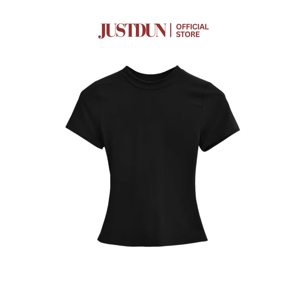 Áo thun croptop cộc tay nữ basic chất cotton mịn co giãn Justdun CT4