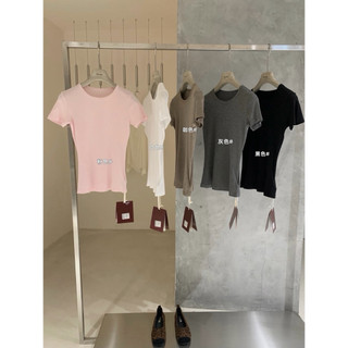 𝐏𝐡𝐢𝐞𝐧 𝐖𝐆𝐖𝐄 | (Sẵn Hồng) w8821 Áo Thun Ôm Vải Mềm Mịn Cotton Co Dãn 5 Màu Trơn
