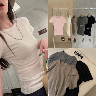 𝐏𝐡𝐢𝐞𝐧 𝐖𝐆𝐖𝐄 | (Sẵn Hồng) w8821 Áo Thun Ôm Vải Mềm Mịn Cotton Co Dãn 5 Màu Trơn
