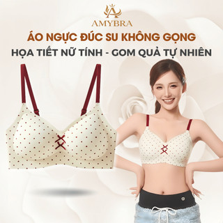 [ AMYBRA HOẢ TỐC ] Áo Ngực Nữ Đúc Su Họa Tiết Nhí Nữ Tính, Áo Lót Không Gọng Gom Quả Tự Nhiên A967