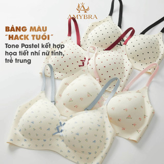 [ AMYBRA HOẢ TỐC ] Áo Ngực Nữ Đúc Su Họa Tiết Nhí Nữ Tính, Áo Lót Không Gọng Gom Quả Tự Nhiên A967