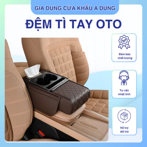 Đệm tỳ tay ô tô đa năng 4 trong 1 có hộp đựng đa năng, chỗ để cốc cất đồ, Chất liệu bọc da PU cao cấp Phụ kiện oto