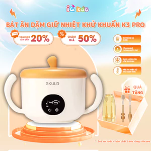 Bát Ăn Dặm Giữ Nhiệt SKULD K3PRO - Bình Ủ Cháo Tích Điện Chống Nước IPX7, Làm Ấm 3 Chiều, Khử Khuẩn Cho Bé IQKAO