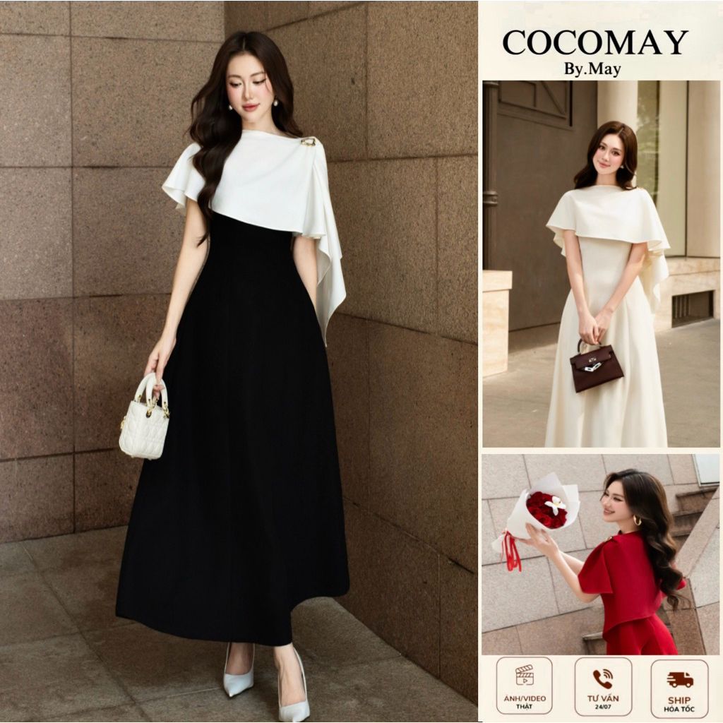 COCOMAY Set VICTORIA Gồm áo choàng và đầm 2 dây maxi ( Set kèm Tag cài ...