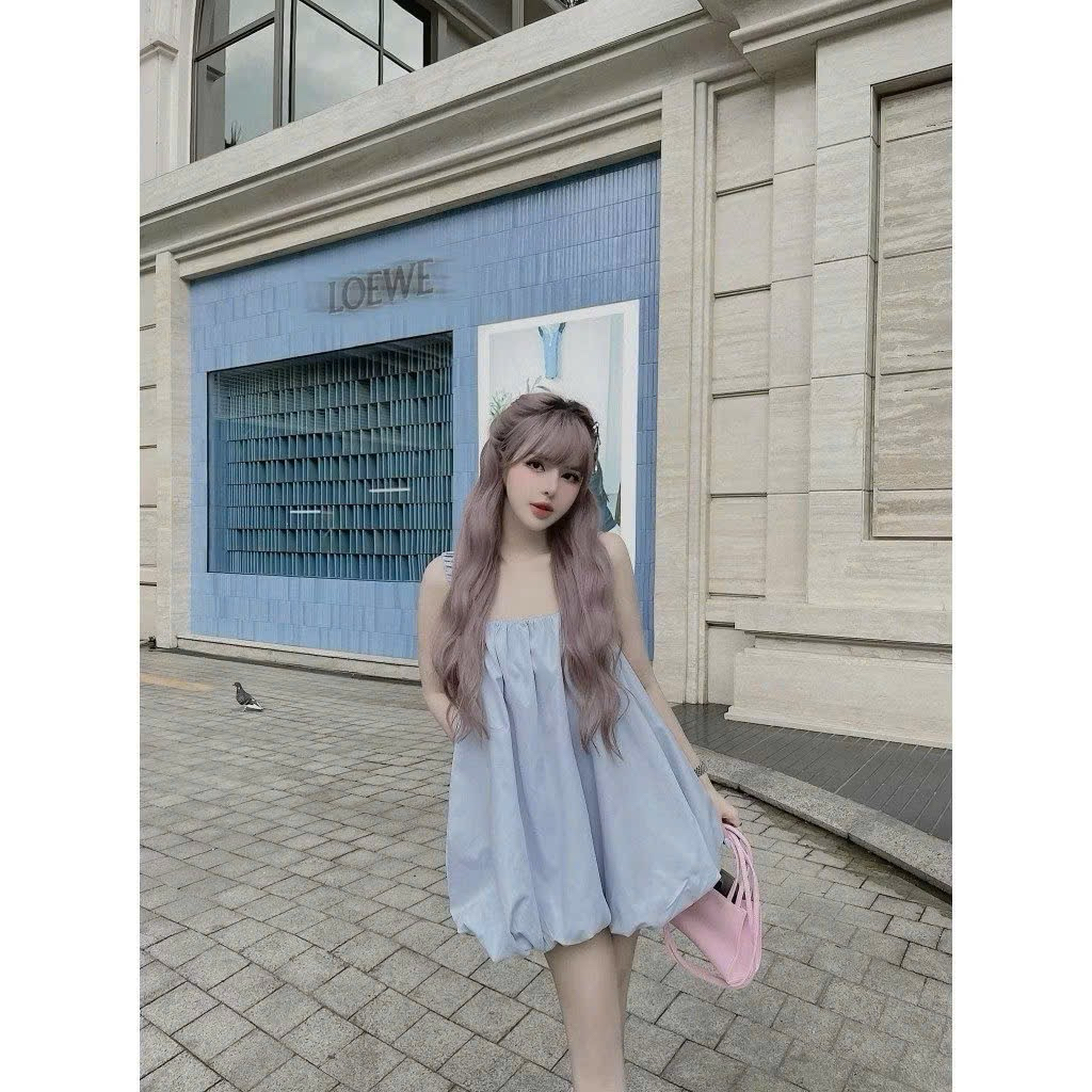 Đầm Babydoll Kaki Thô Cao Cấp Kèm Quần Bảo Hộ – Váy Xòe Tiểu Thư Form Rộng Mặc Đi Chơi, Dạo Phố (Màu Biển / Trắng / Nâu)