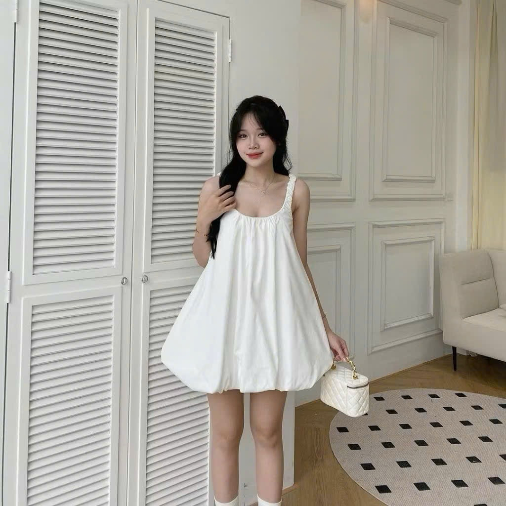 Đầm Babydoll Kaki Thô Cao Cấp Kèm Quần Bảo Hộ – Váy Xòe Tiểu Thư Form Rộng Mặc Đi Chơi, Dạo Phố (Màu Biển / Trắng / Nâu)