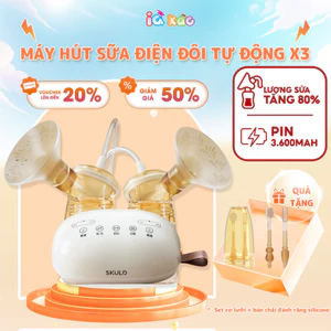 Máy Hút Sữa Điện Đôi SKULD X3 PPSU 9 Cấp Độ Hút, Massage Không Đau, Điều Khiển Riêng 2 Bên Tặng Túi Trữ Sữa IQKAO