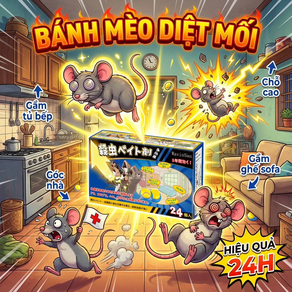 【Mua 1 tặng 1】Nhà sạch không còn chuột 100%!🐭 Thuốc diệt chuột diệt chuột  thuốc tiêu diệt chuột mồi chuột 1 hộp 24 viên