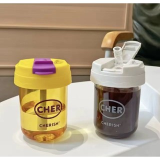 Cốc Nhựa Uống Nước Cầm Tay Xinh Xắn Kèm Ống Hút như hình
