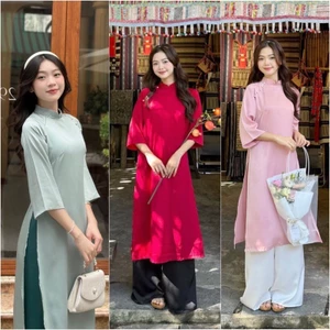 Set Aó Dài Cách Tân Nữ Lụa Dáng Suông Thanh Lịch Áo Dài Tết, Dự Tiệc Nhiều Màu Phong Cách Trẻ Trung Hiện Đại T1512G