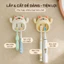 Giá treo bàn chải gắn tường hai khe hình chú gấu 4 màu sắc dễ thương 6.5x7.8cm