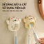 Giá treo bàn chải gắn tường hai khe hình chú gấu 4 màu sắc dễ thương 6.5x7.8cm