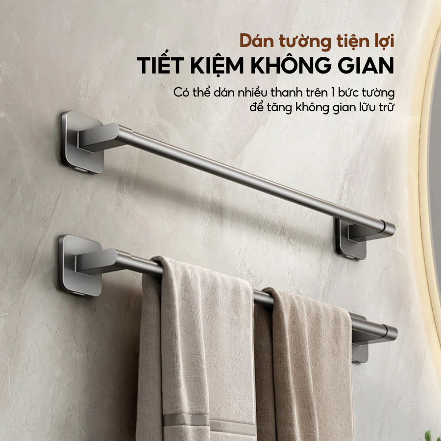 Thanh Treo Khăn Nhà Tắm Dán Tường, Giá Treo Dép Hợp Kim Nhôm Cao Cấp Kèm Miếng Dán