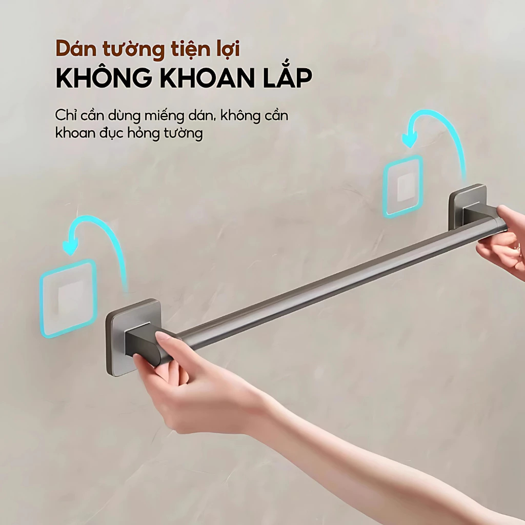 Thanh Treo Khăn Nhà Tắm Dán Tường, Giá Treo Dép Hợp Kim Nhôm Cao Cấp Kèm Miếng Dán