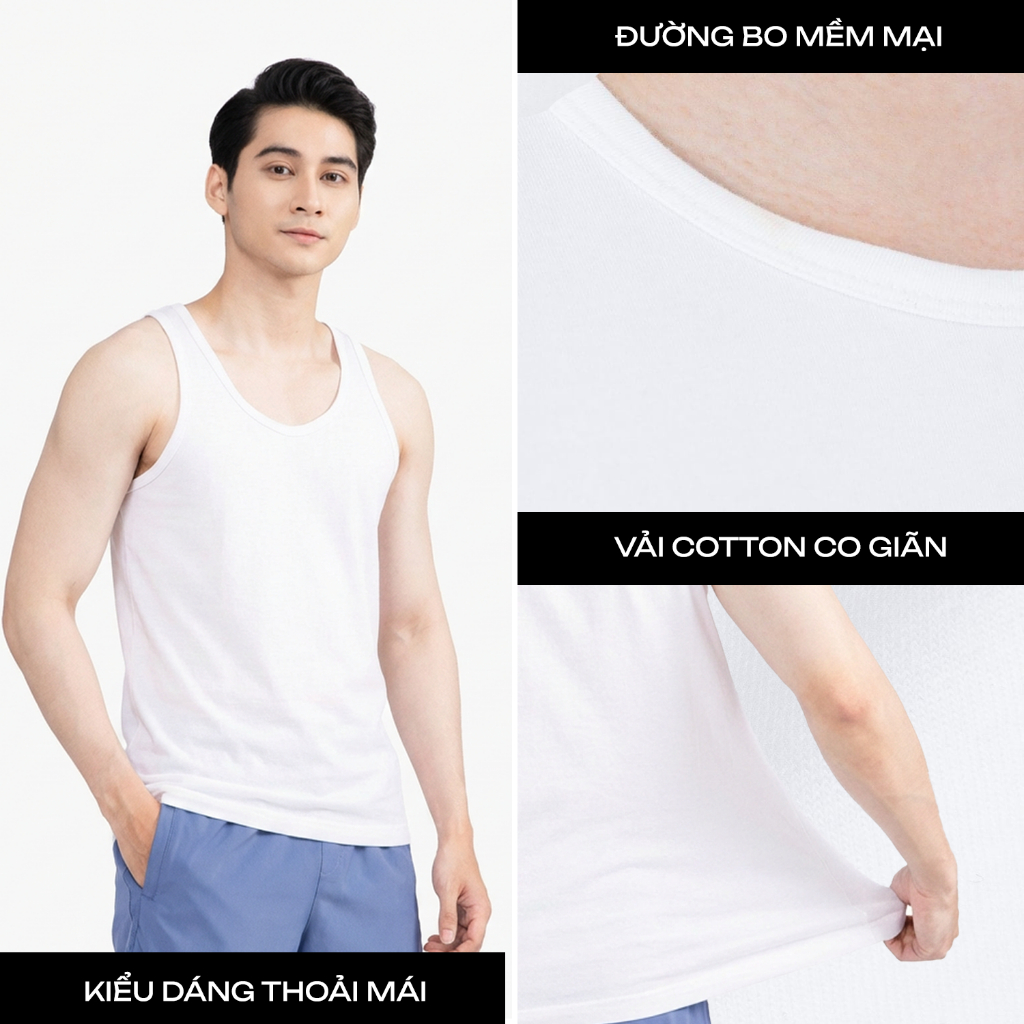 Combo 2 Áo Ba Lỗ Tanktop Nam Thoáng Khí,Co Giãn, Dễ Vận Động Insidemen ITL001EXP02