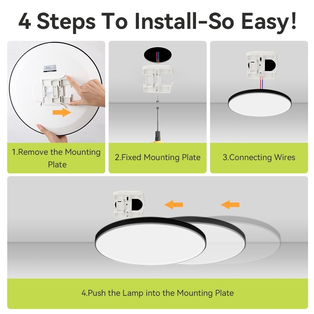 Đèn Trần LED Amber 3 Màu Ánh Sáng,Điều Khiển Từ Xa,Đèn Ốp Trần Phòng Khách Phòng Ngủ Cao Cấp 18W/24W