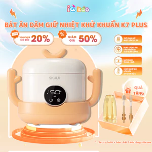Bát Ăn Dặm Giữ Nhiệt SKULD K7PLUS -Bình Ủ Cháo,Tích Điện Khử Khuẩn UV, Chống Nước IPX7, Làm Ấm Đa Chiều Cho Bé IQKAO