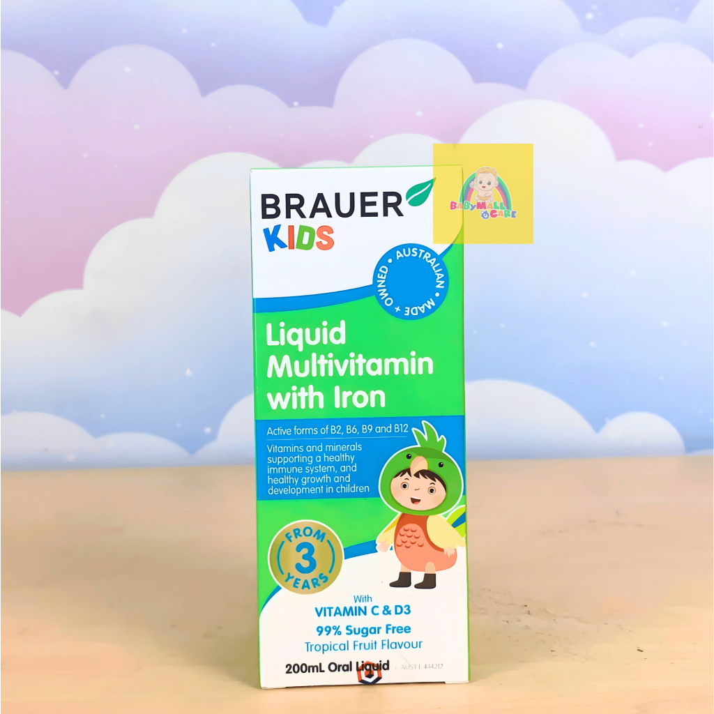 Siro Brauer Kids Liquid Multivitamin with Iron 200ml 3+ Hỗ Trợ  Miễn Dịch Cho Trẻ | Babymall & Care