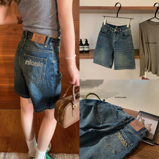 𝐏𝐡𝐢𝐞𝐧 𝐖𝐆𝐖𝐄 | (Sẵn) w7322 Quần Đùi Jean Ngố Chữ Túi Sau Cạp Cao