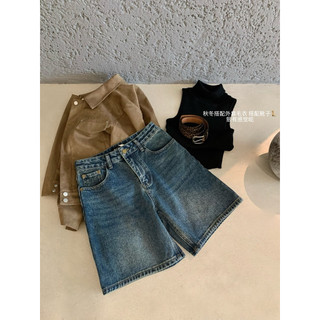 𝐏𝐡𝐢𝐞𝐧 𝐖𝐆𝐖𝐄 | (Sẵn) w7322 Quần Đùi Jean Ngố Chữ Túi Sau Cạp Cao