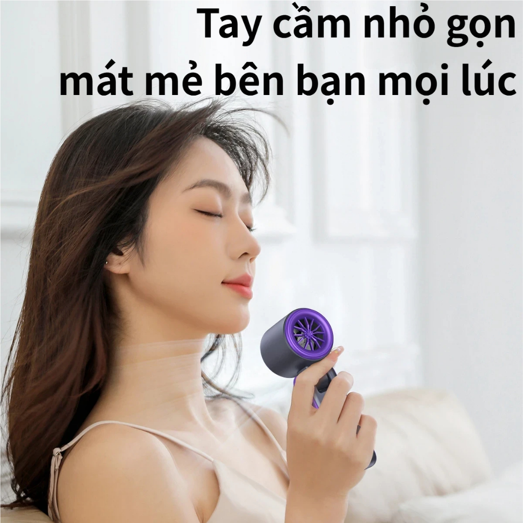 Quạt cầm tay gấp T15, 100 cấp gió, tăng áp tuabin, màn hình LED, sạc USB, pin lớn 5000mAh, gập xoay 170°