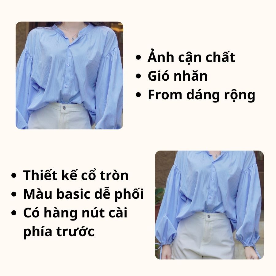 Áo Sơ Mi Tay Phồng Bo Chun Thắt Nơ Milasu Áo Dài Tay From Rộng Chất Gió Nhăn 514 | BigBuy360 - bigbuy360.vn